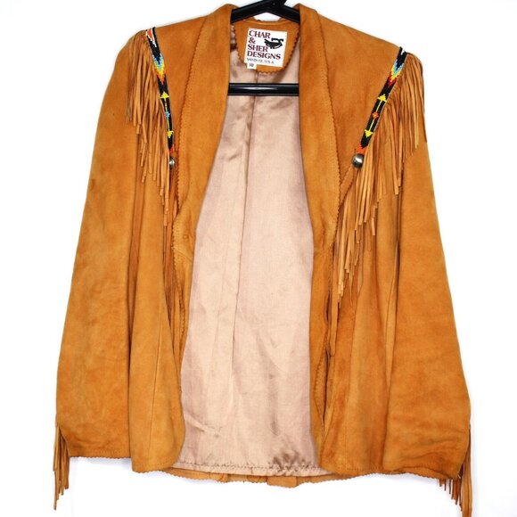 Vintage Char & Sher Designs Womens 10 Western Fringe Boho Leather Jacket K486 - Picture 2 of 5
